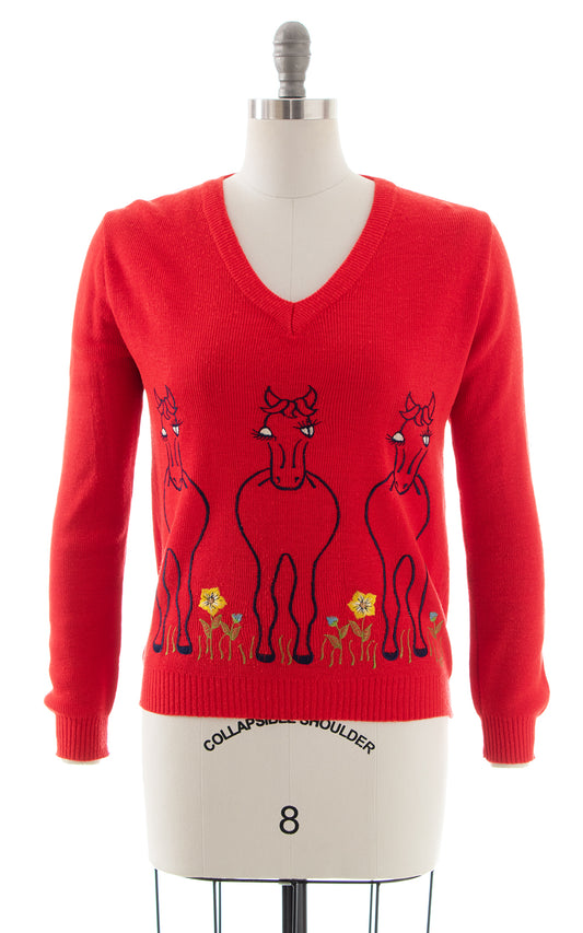 1970s Horse Novelty Embroidered Sweater | medium/large