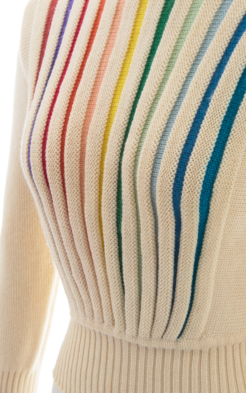 1970s 1980s Rainbow Striped Turtleneck Sweater