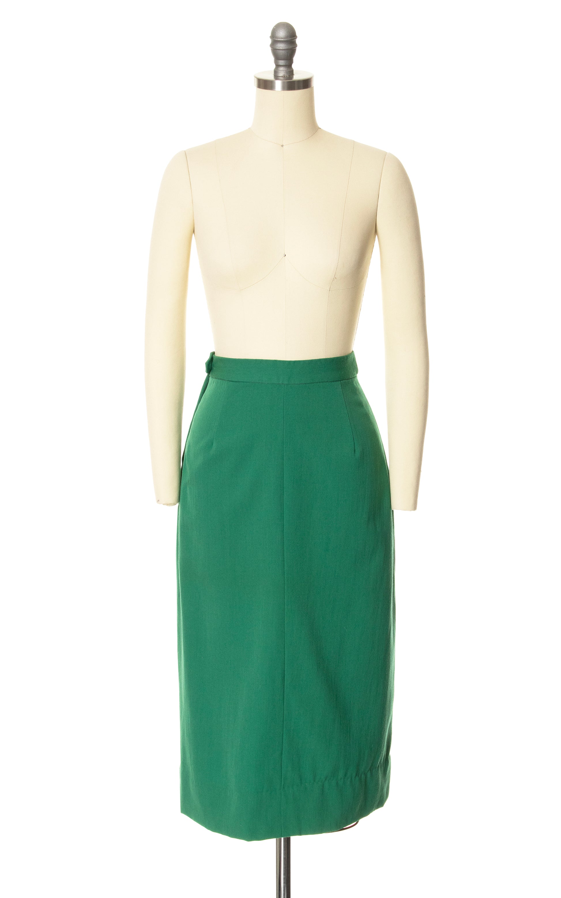 Vintage 50s 1950s Green Pencil Skirt BirthdayLifeVintage
