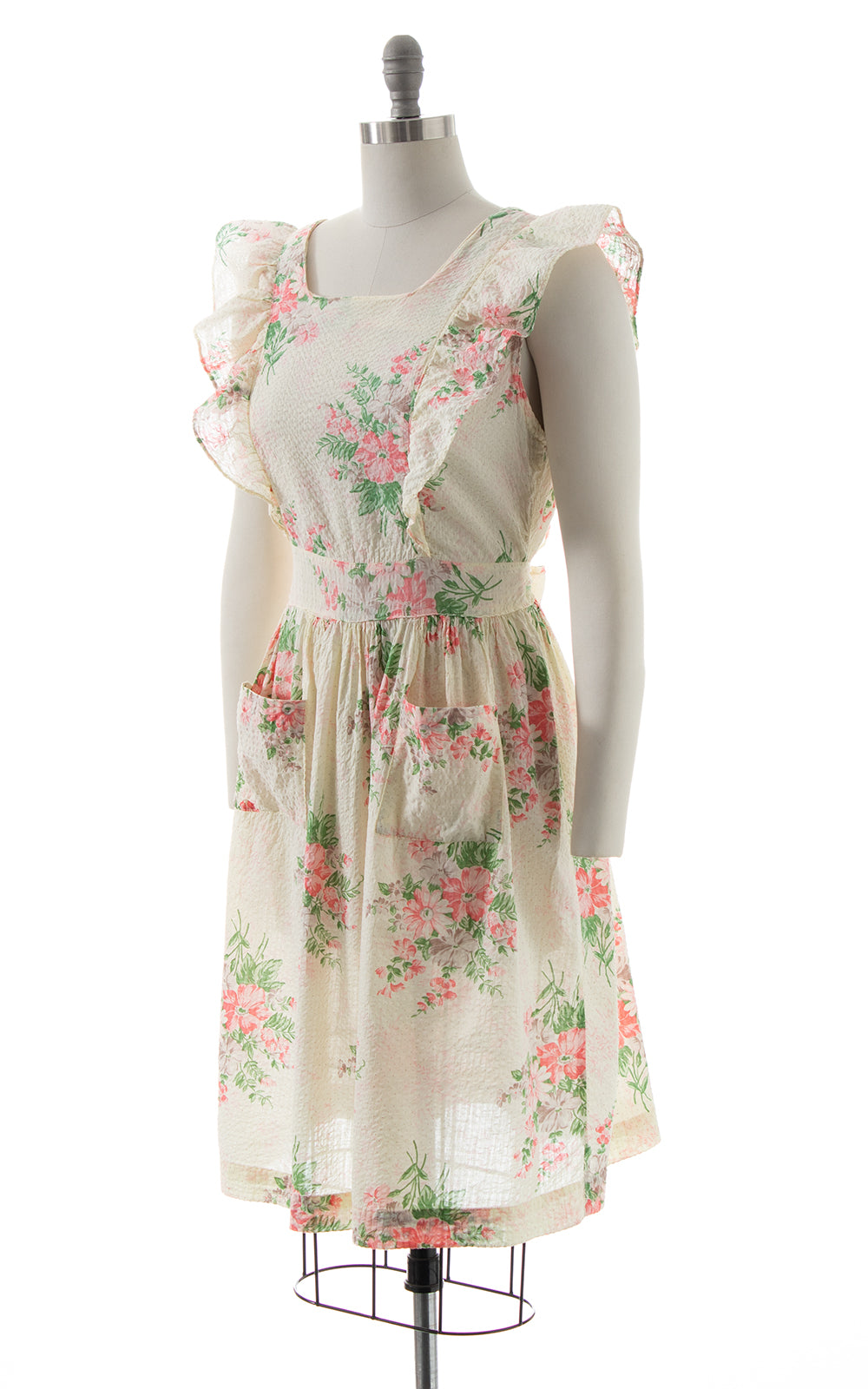 1940s Floral Seersucker Button-Back Dress | medium