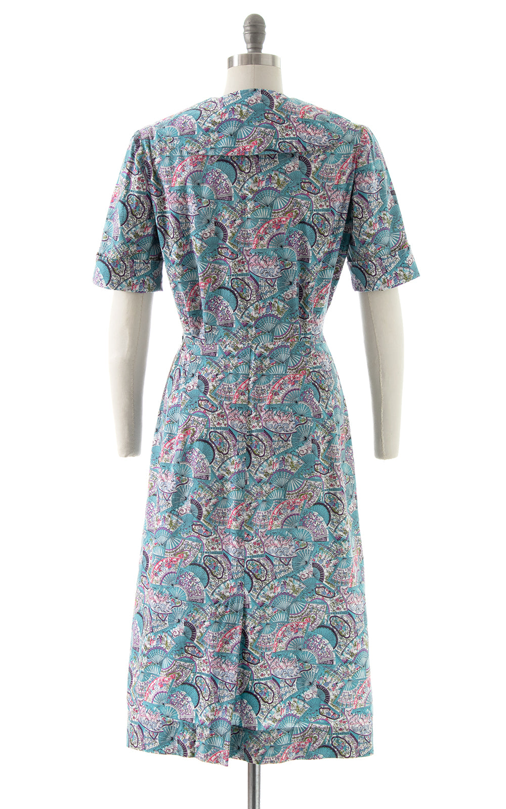 1960s Fans 17th C Novelty Print Wiggle Dress | medium