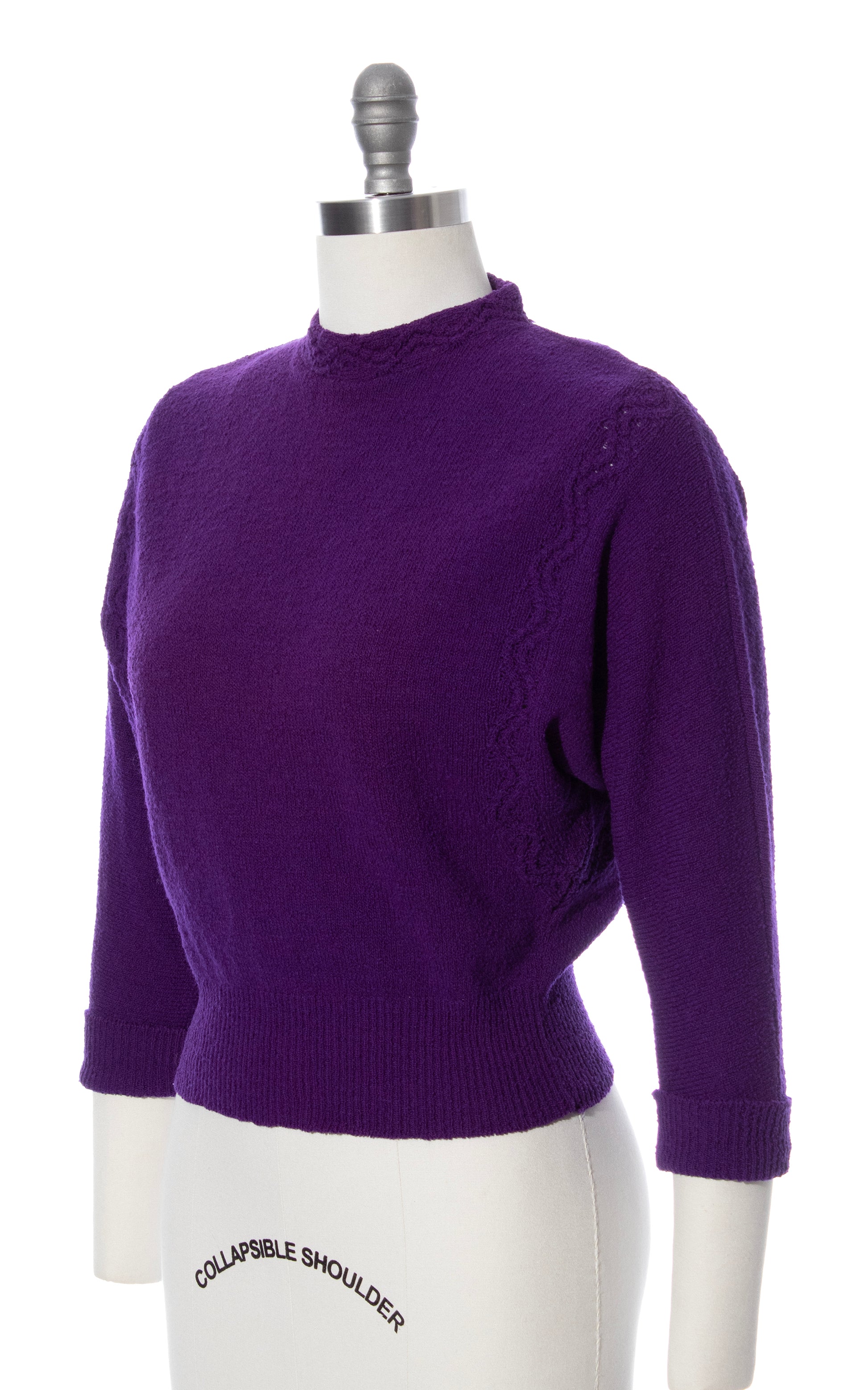 Vintage 40s 50s 1940s 1950s Lofties Purple Wool Knit Chenille Sweater BirthdayLifeVintage