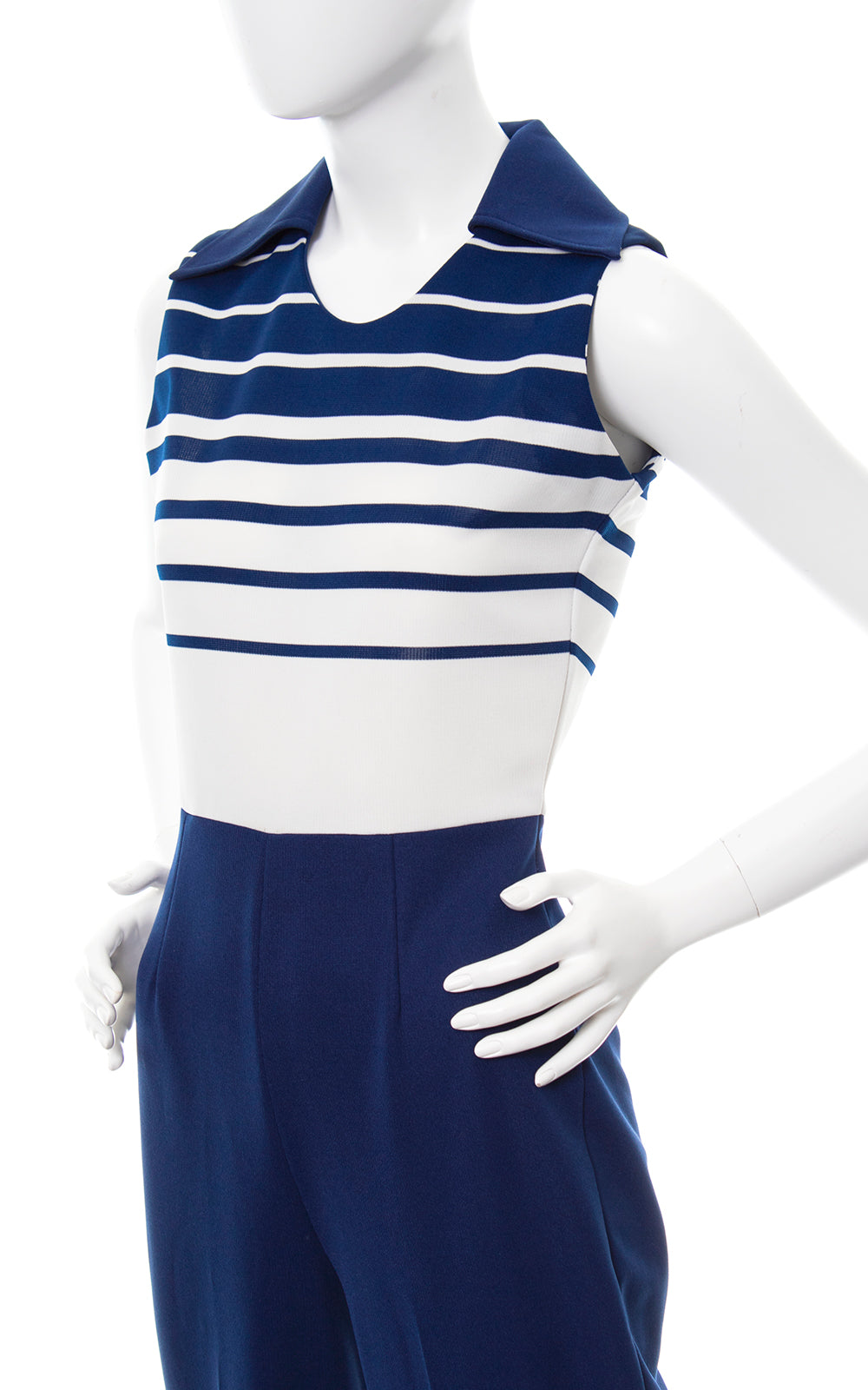 1970s Nautical Striped Jumpsuit | small