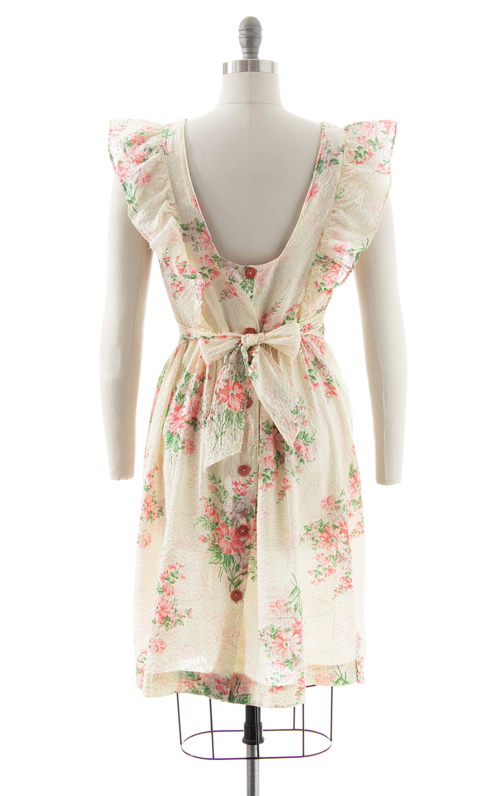 1940s Floral Seersucker Button-Back Dress | medium
