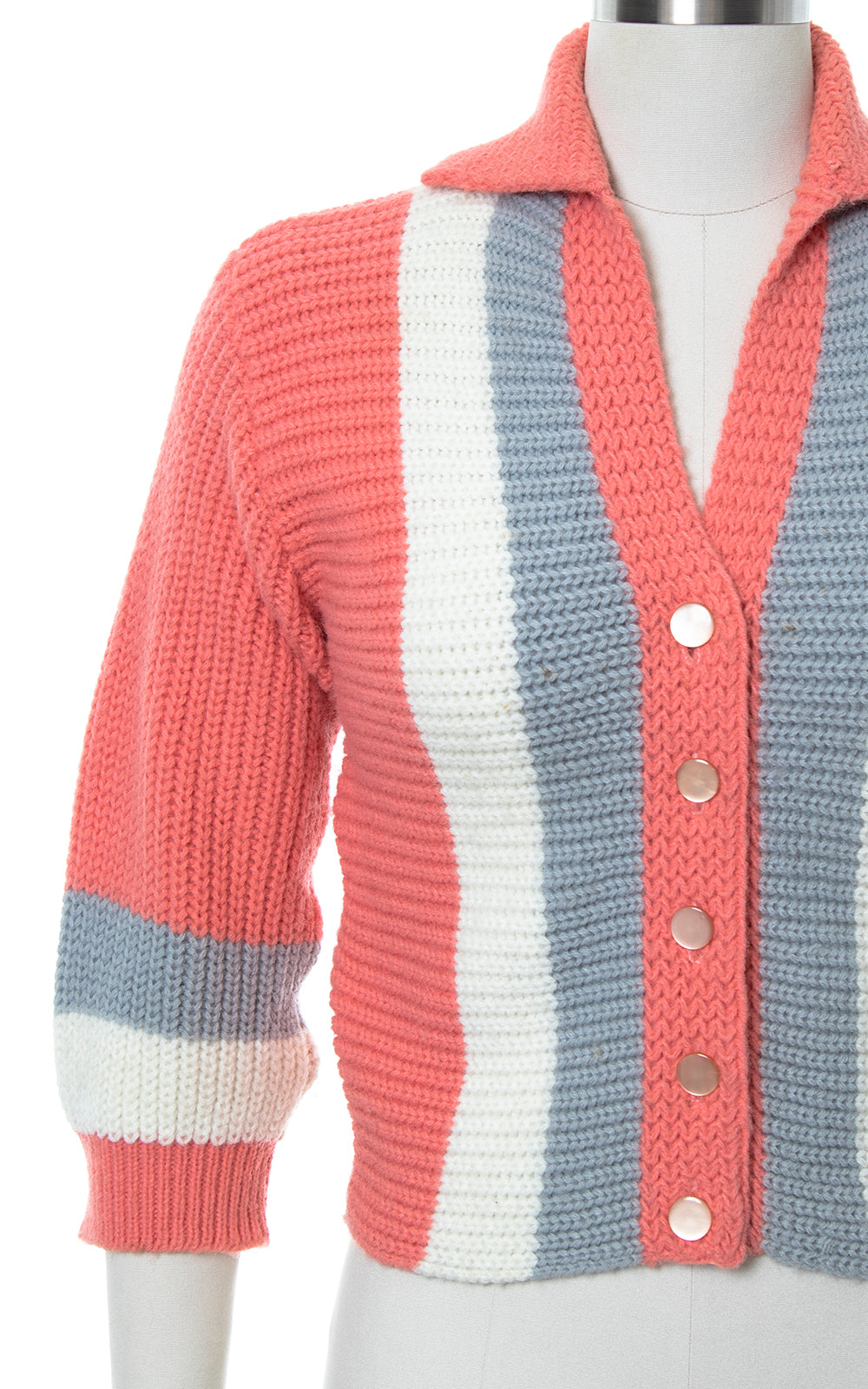 1950s Striped Chunky Knit Cardigan | small/medium/large