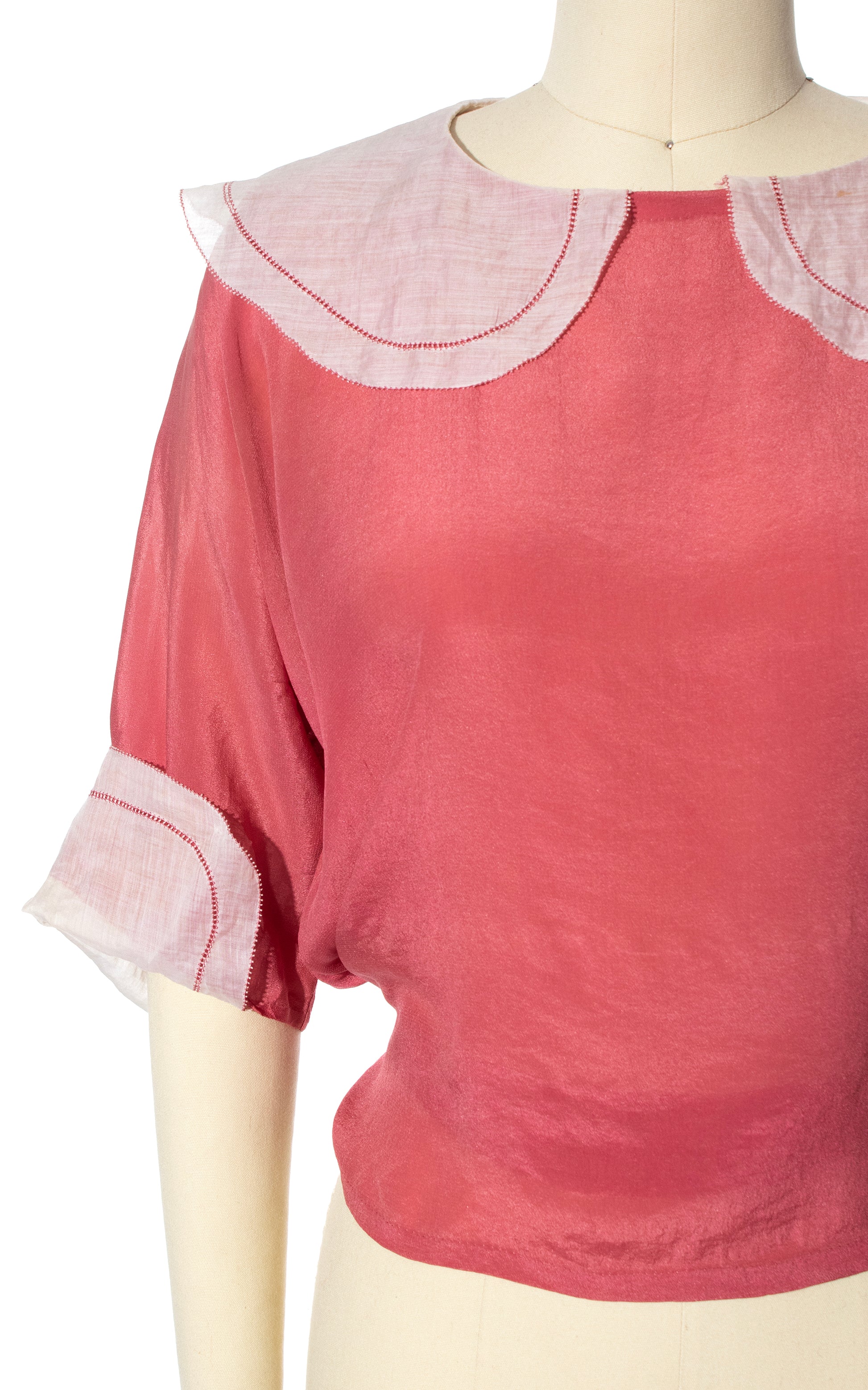 Antique Vintage 1920s 20s Dusty Pink Rose Silk Bow Blouse Top BirthdayLifeVintage