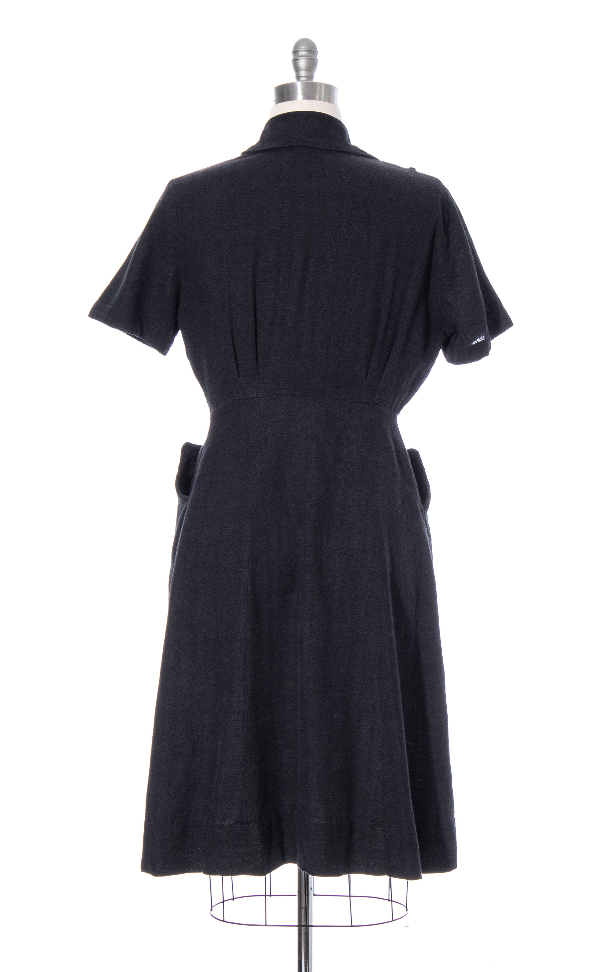 1950s Black Cotton Shirtwaist Dress 1950s Black Cotton Shirtwaist Dress