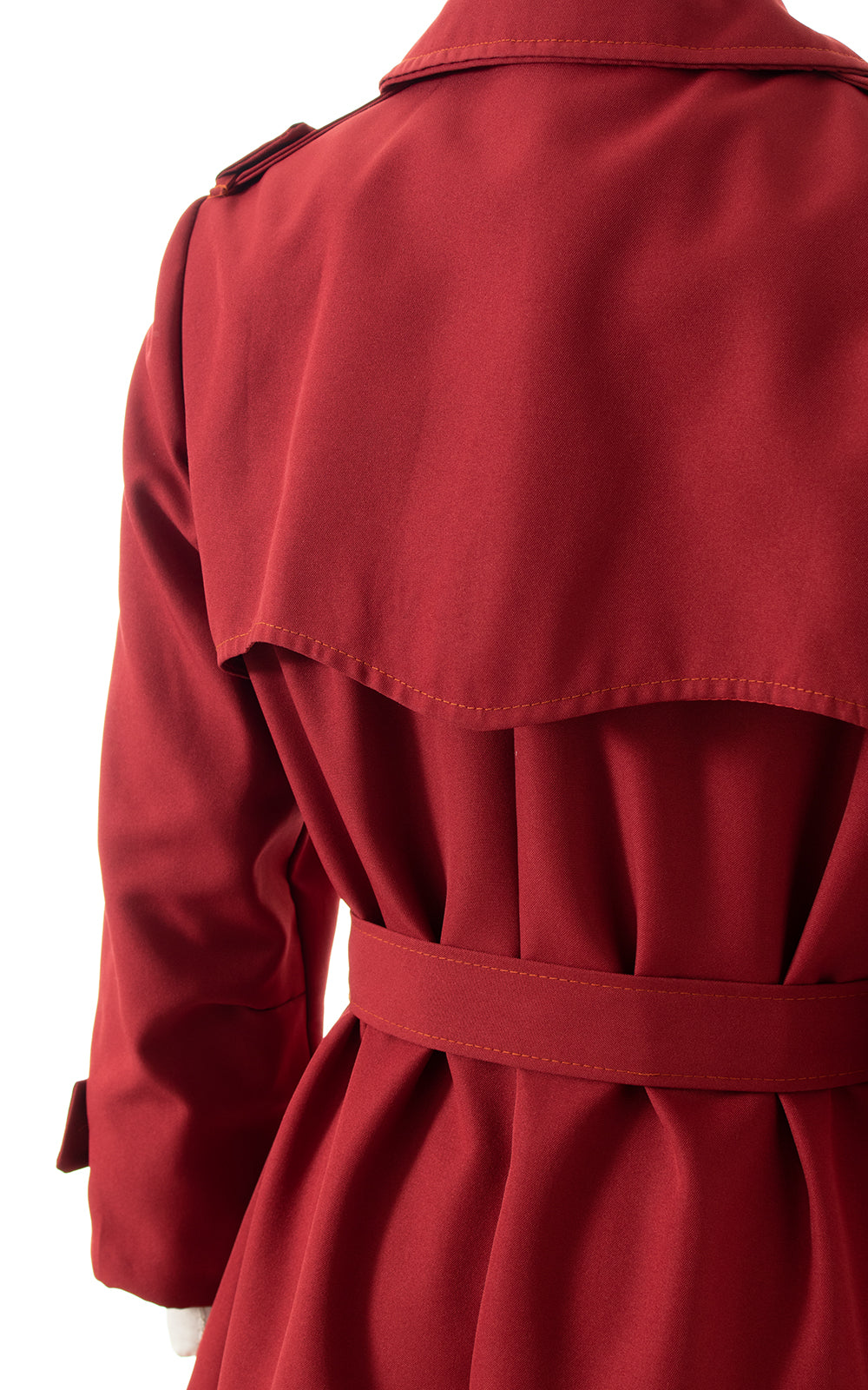 1970s Burgundy Belted Trench Coat | medium/large