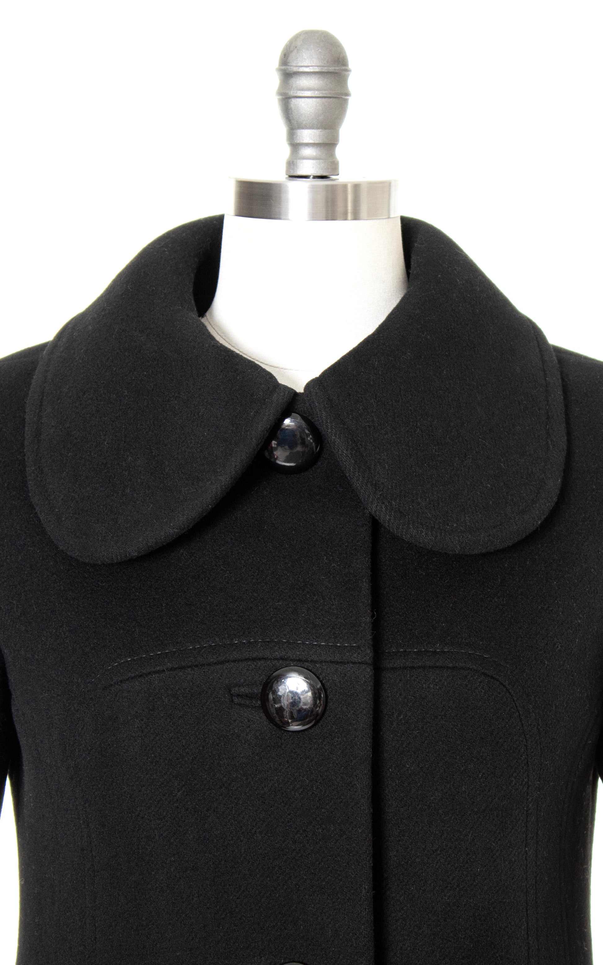 1960s PIERRE CARDIN Black Wool Cashmere Coat