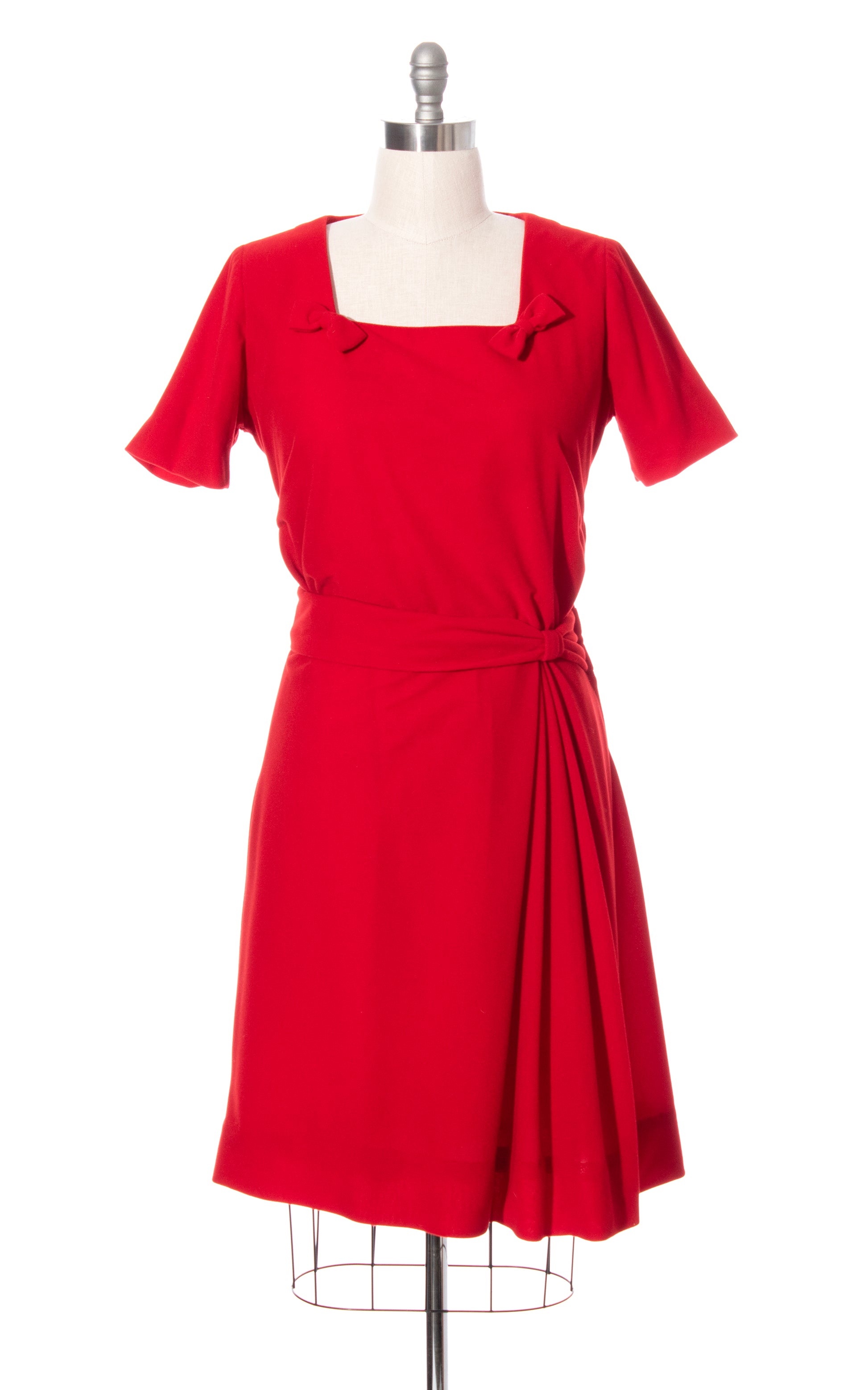 Vintage 50s 1950s Red Velveteen Bows Party Dress Birthday Life Vintage