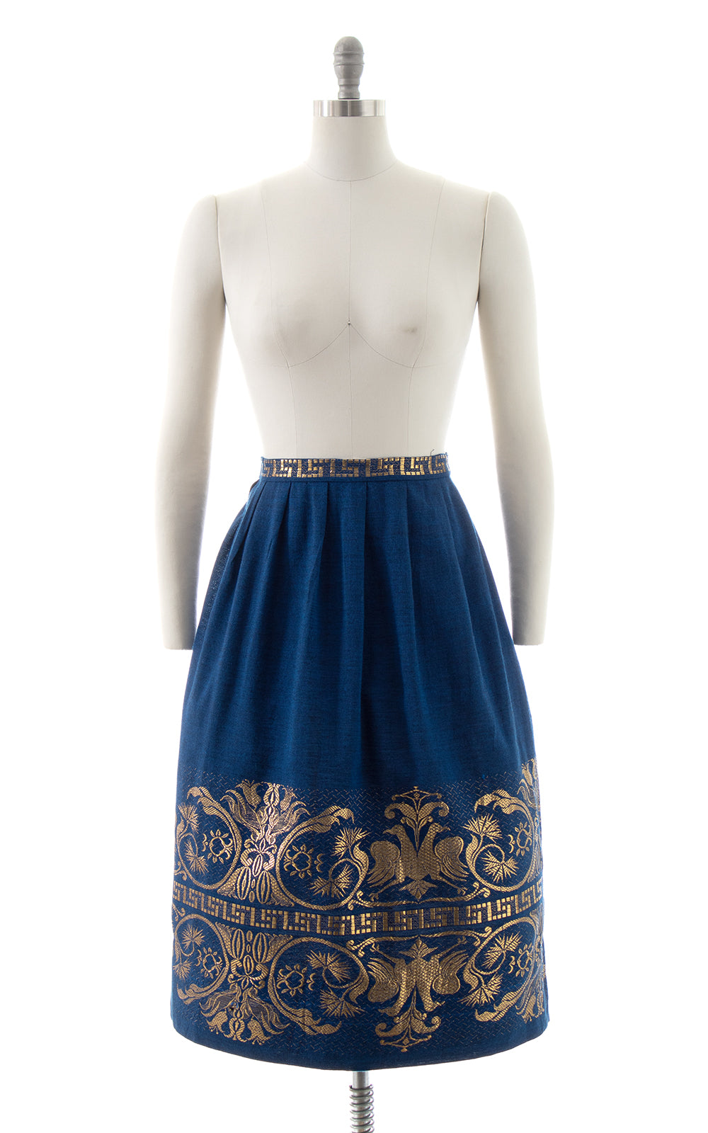 1960s 1970s Greek Gold Floral Border Skirt | BirthdayLifeVintage