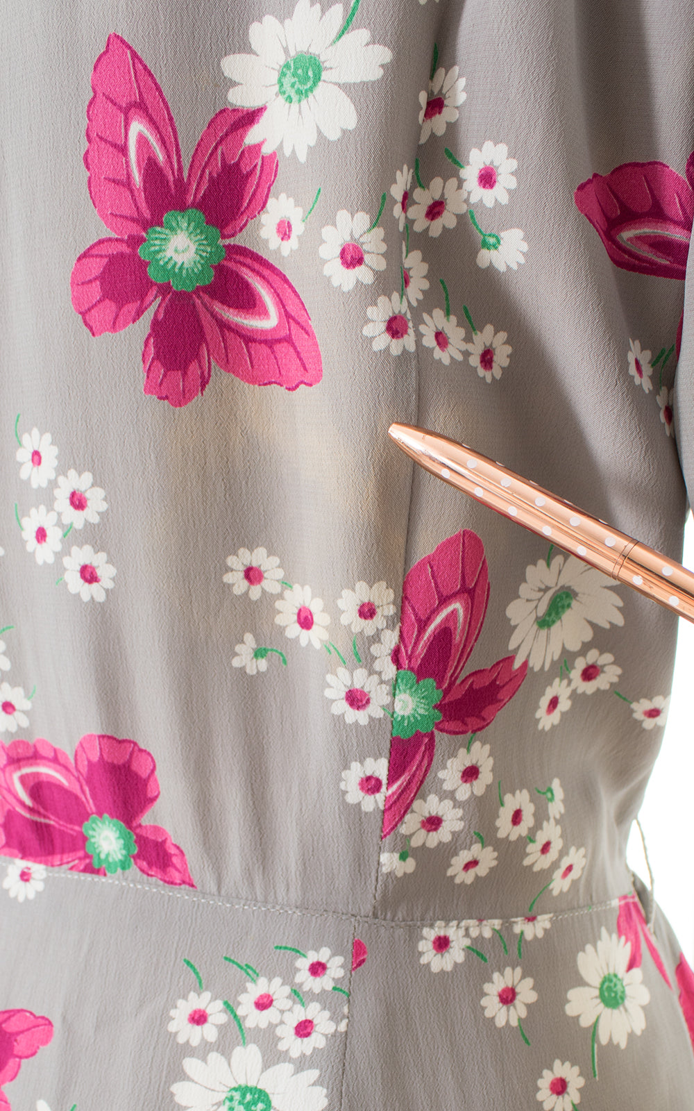 1930s Floral Rayon Crepe Peplum Dress BirthdayLifeVintage