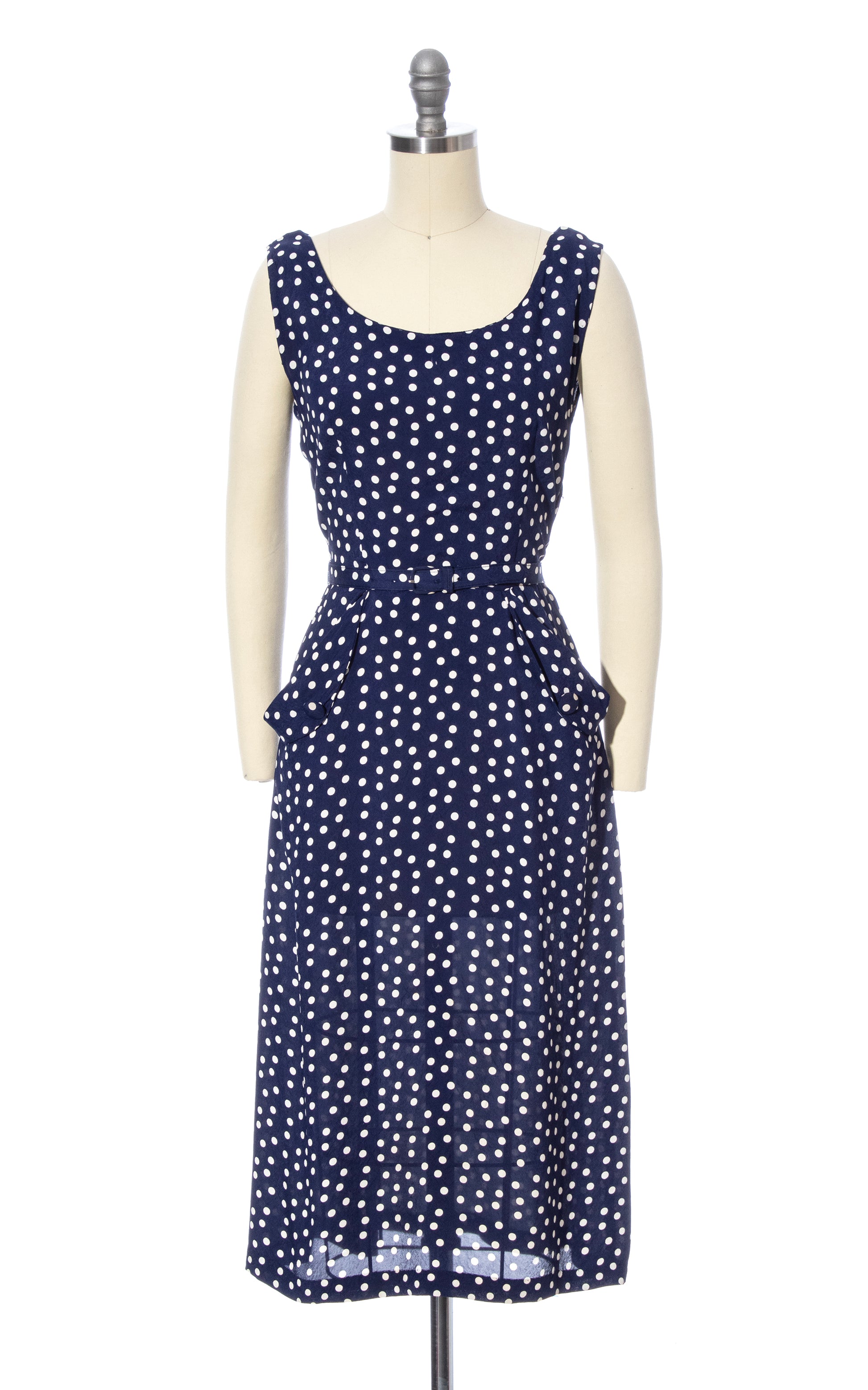 blue polka dot 50s dress Vintage 1950's Robin's Egg Blue Polka Dot Wiggle Dress / ML Xtabay Vintage