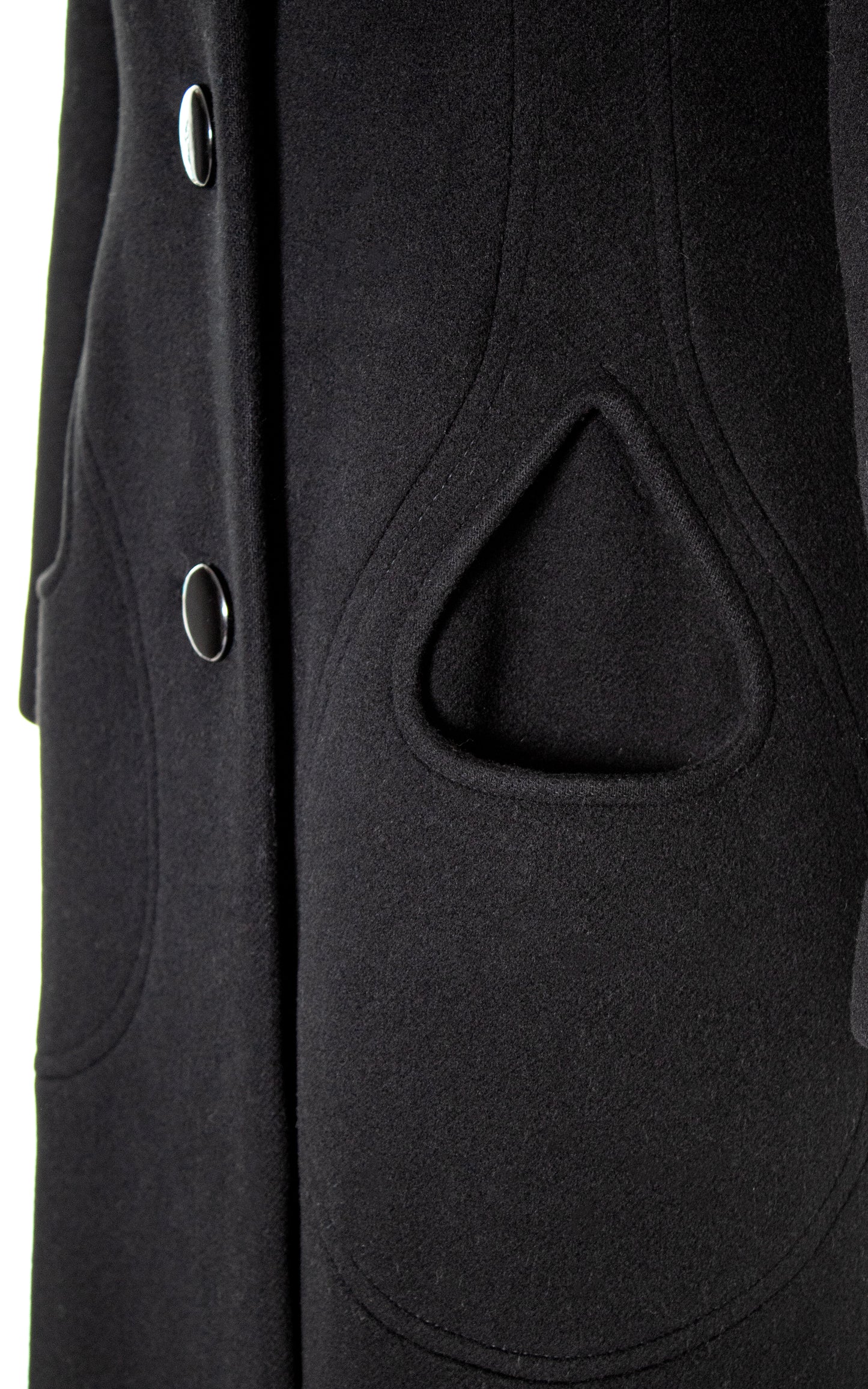 1960s PIERRE CARDIN Black Wool Cashmere Coat | small