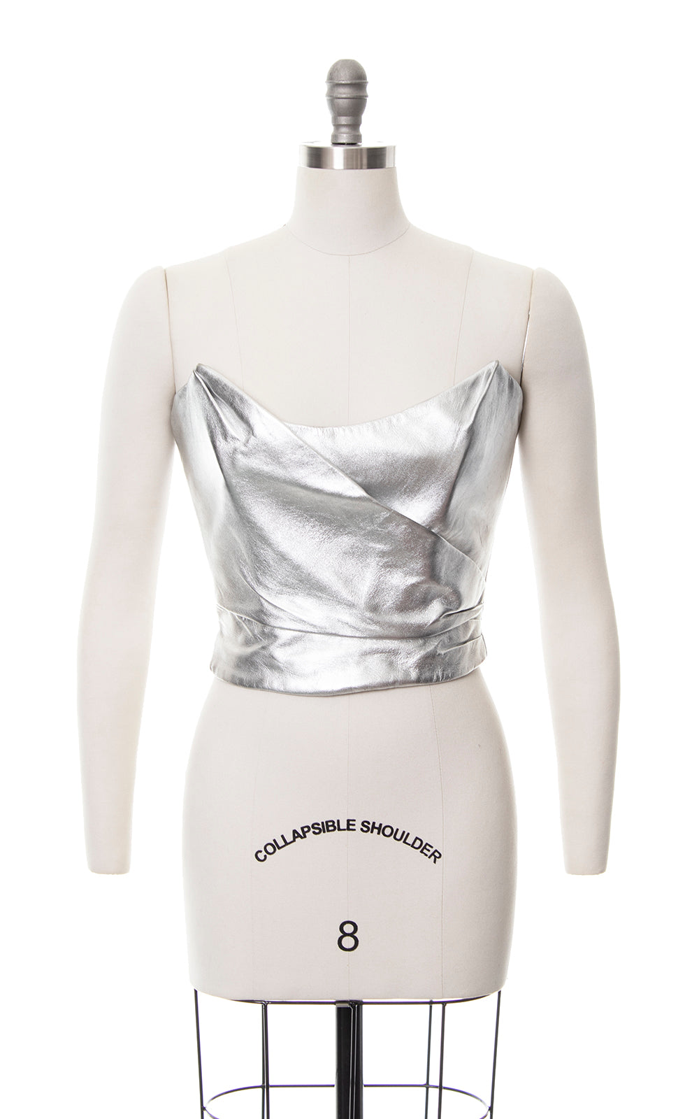 1980s Metallic Silver Leatherette Sculpted Top | small/medium