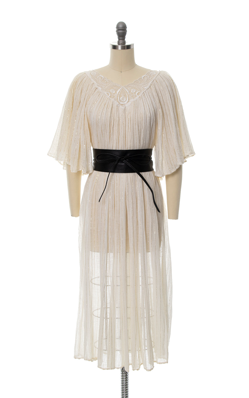 1970s 1980s Metallic Cotton Gauze Dress | x-small/small/medium