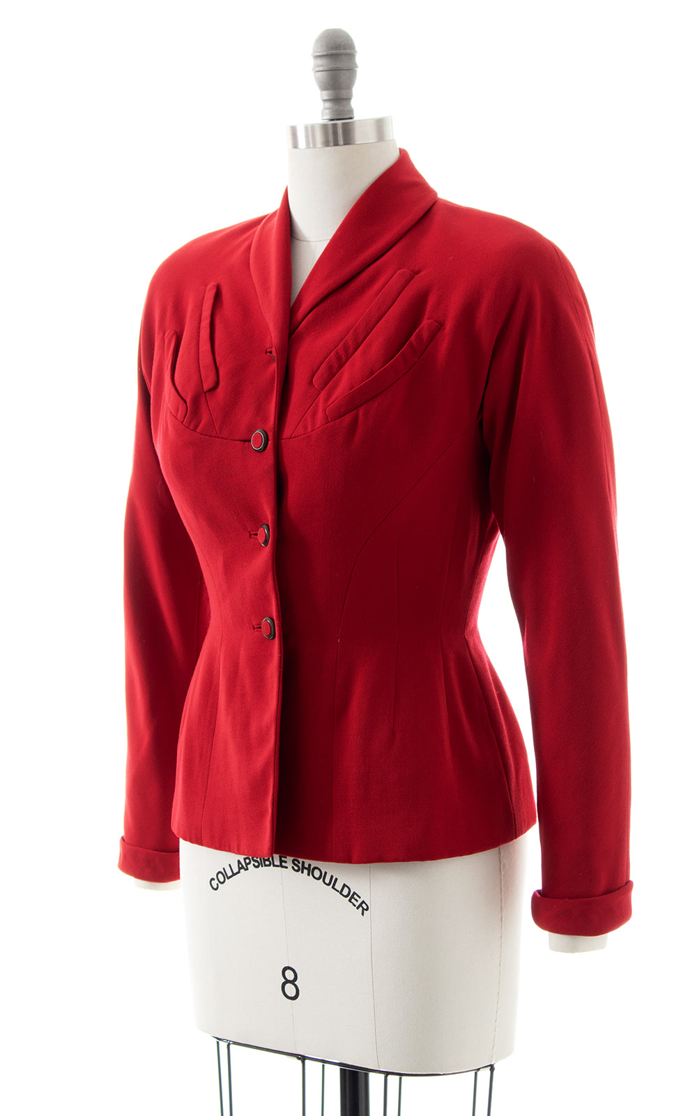 1940s Red Wool Gabardine Blazer | small