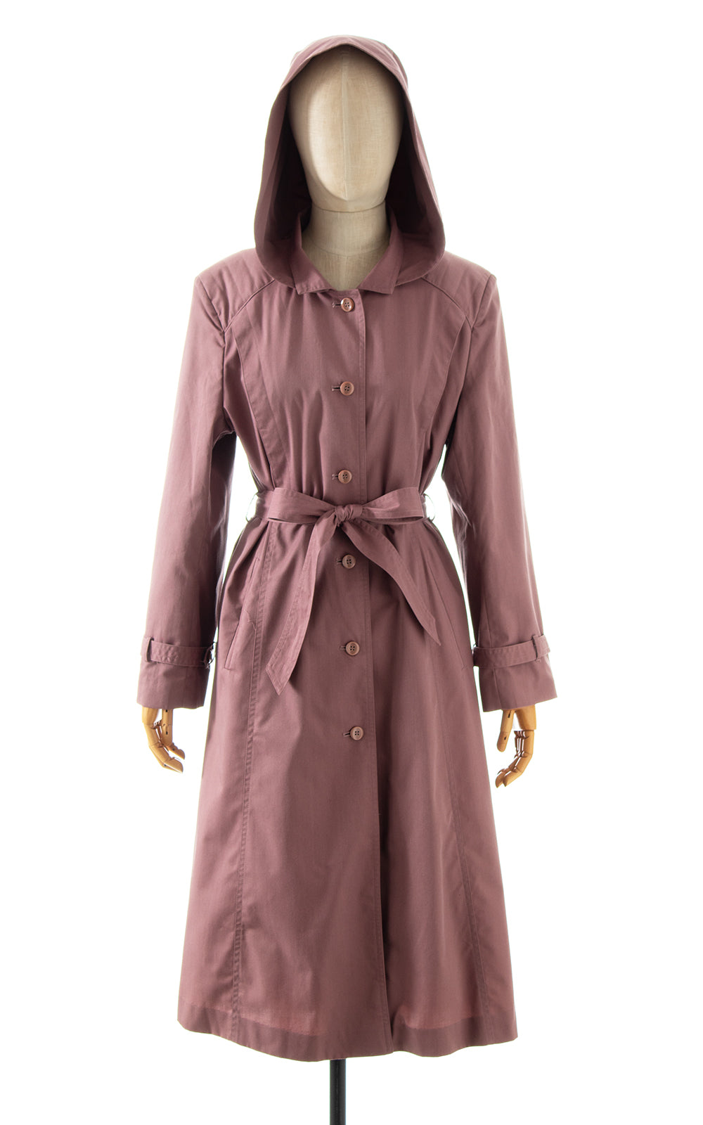 1980s Mauve Hooded Rain Trench Coat | medium/large