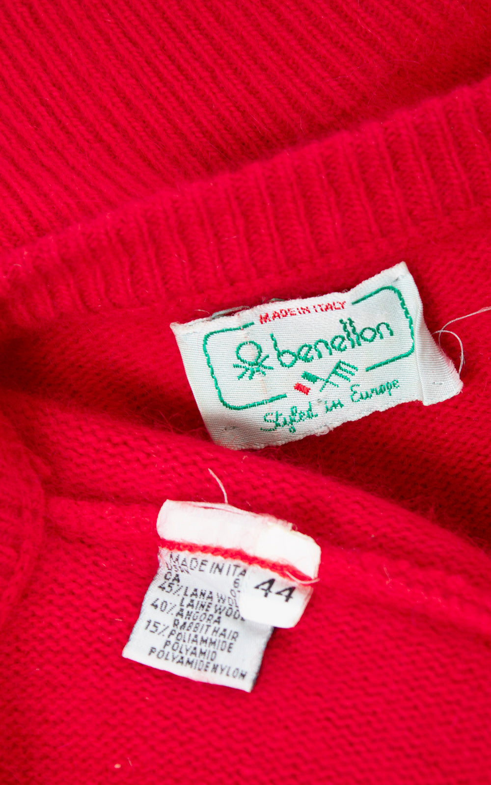 1980s BENETTON Red Knit Wool Angora Cardigan | small/medium