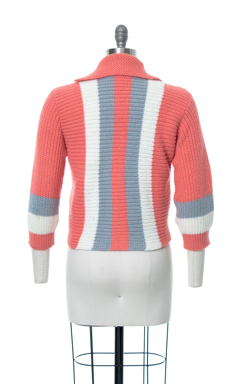 1950s Striped Chunky Knit Cardigan | small/medium/large