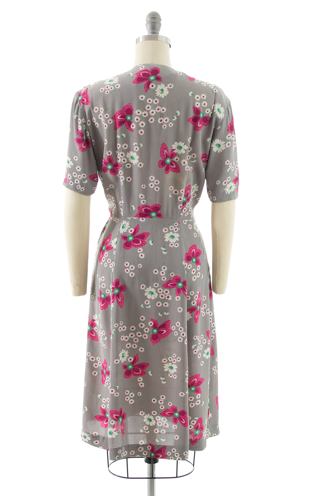 1930s Floral Rayon Crepe Peplum Dress BirthdayLifeVintage