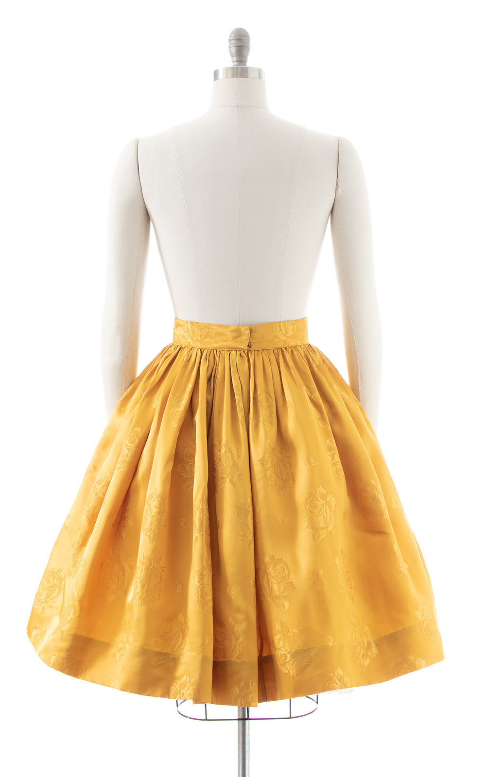 1950s Golden Rose Jacquard Taffeta Skirt | medium