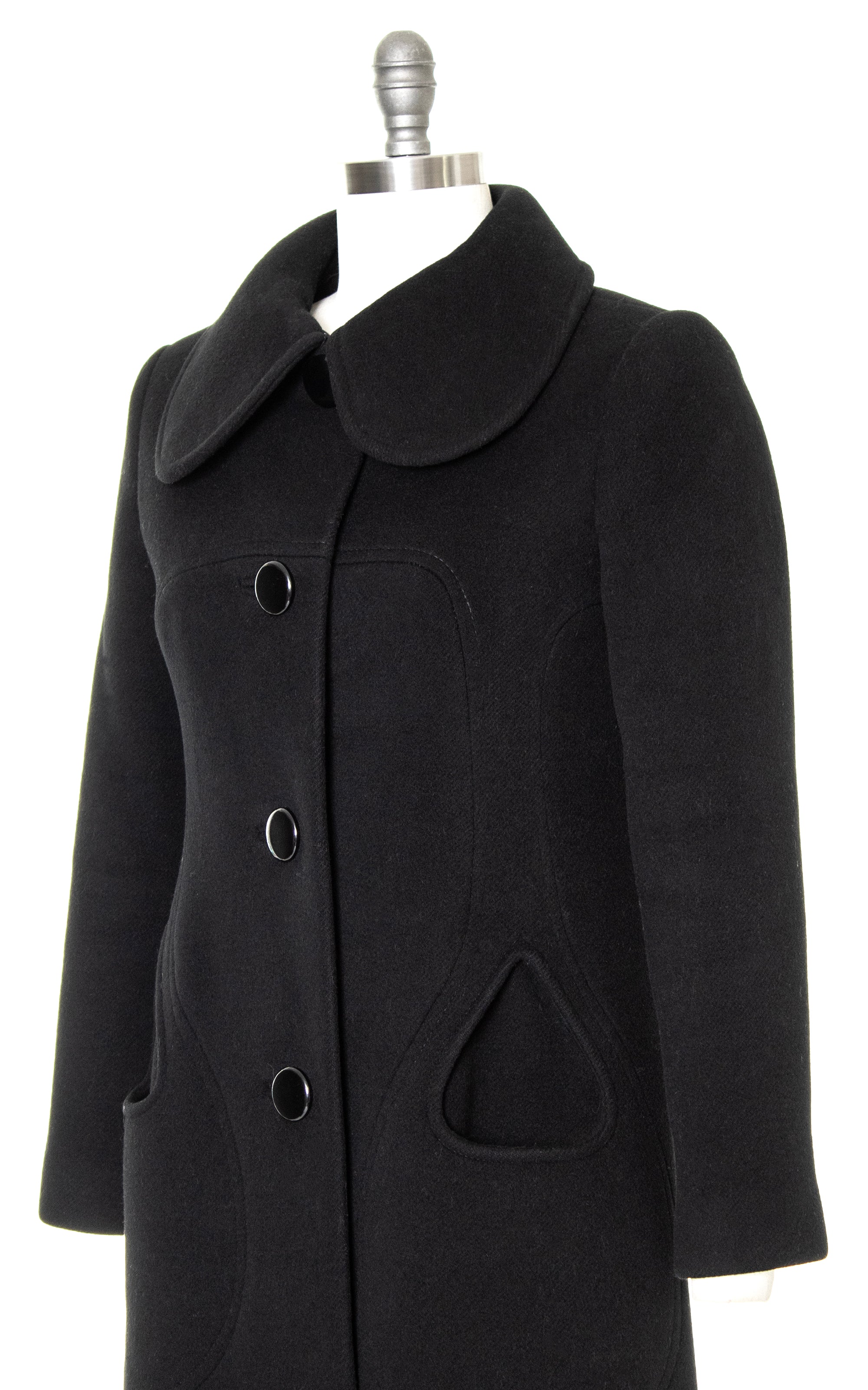 1960s PIERRE CARDIN Black Wool Cashmere Coat | small – Birthday