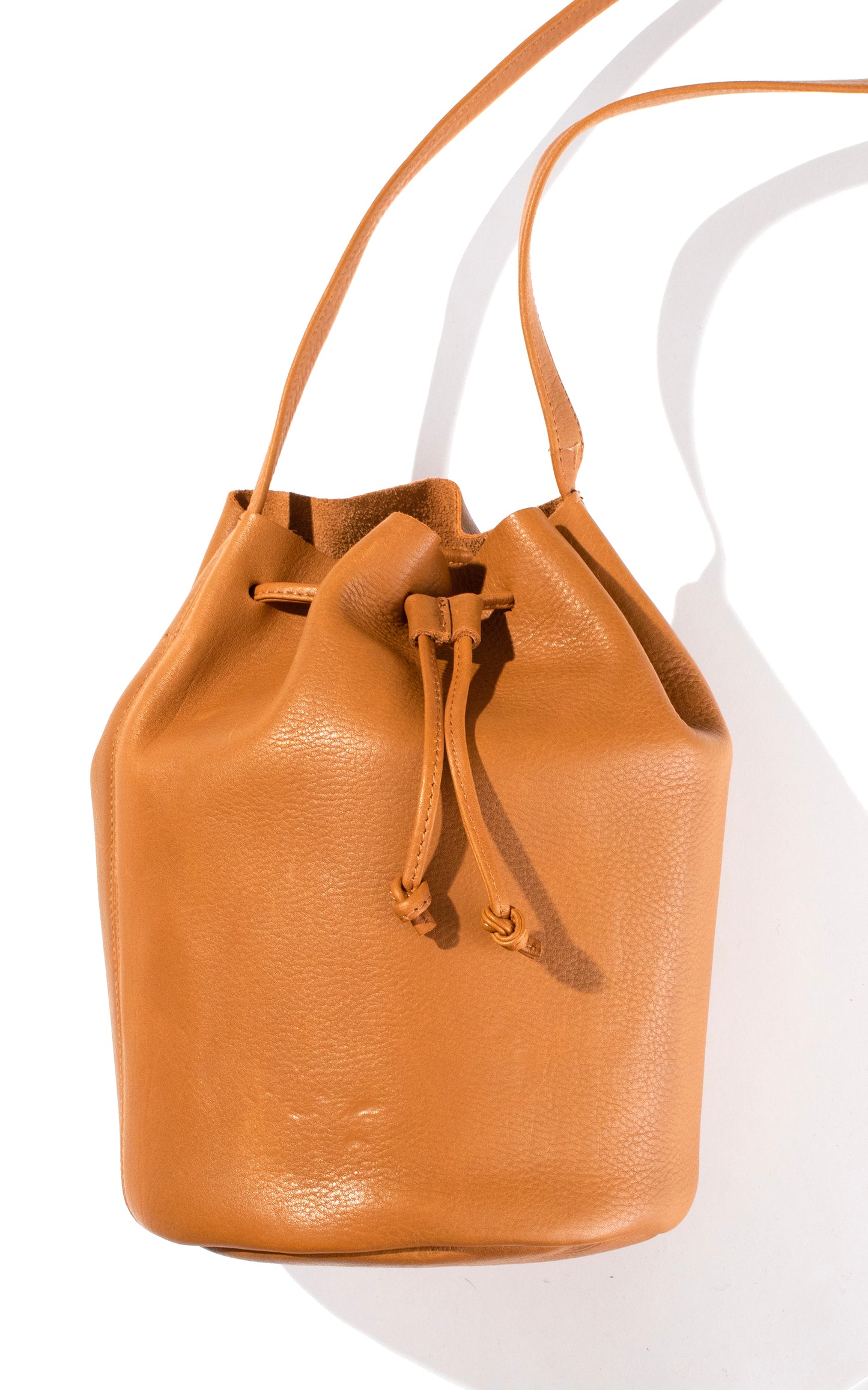 BAGGU Deadstock Brown Leather Bucket Purse Cross Body Bag BirthdayLifeVintage