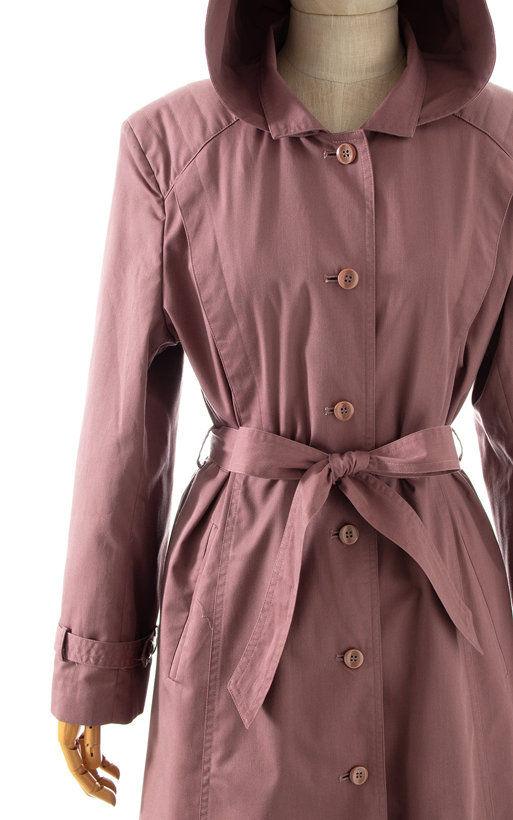 1980s Mauve Hooded Rain Trench Coat | medium/large