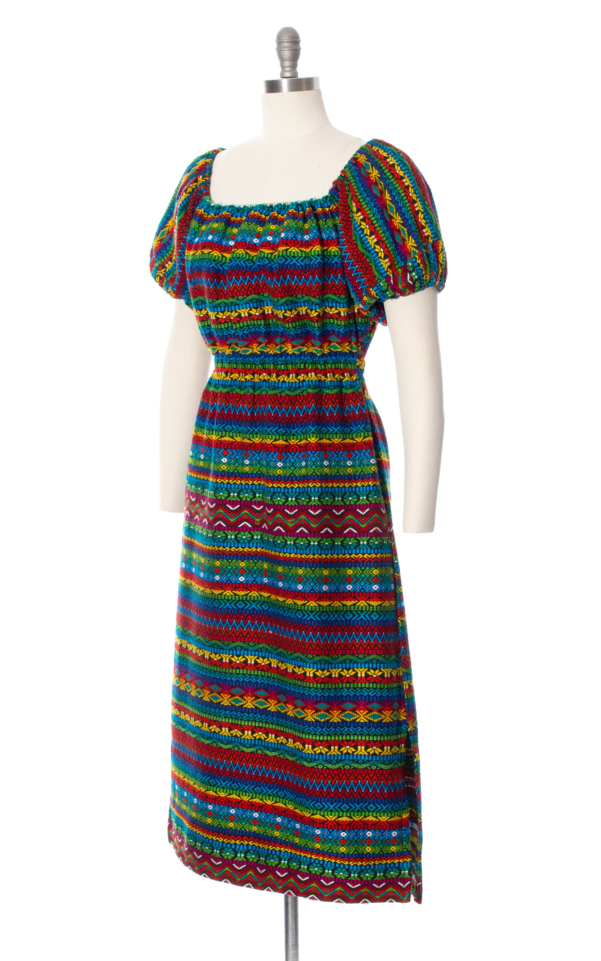 1970s Style Rainbow Striped Woven Cotton Maxi Dress | x-small/small Birthday Life Vintage 1970s Style Rainbow Striped Woven Cotton Maxi Dress | x-small/small Birthday Life Vintage