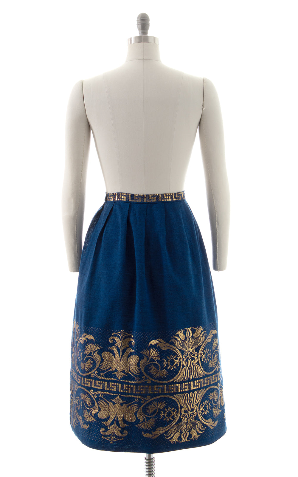 1960s 1970s Greek Gold Floral Border Skirt | BirthdayLifeVintage