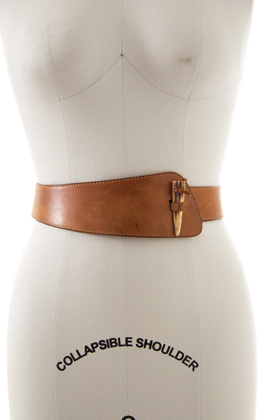 1970s Asymmetrical Leather Cinch Belt BirthdayLifeVintage