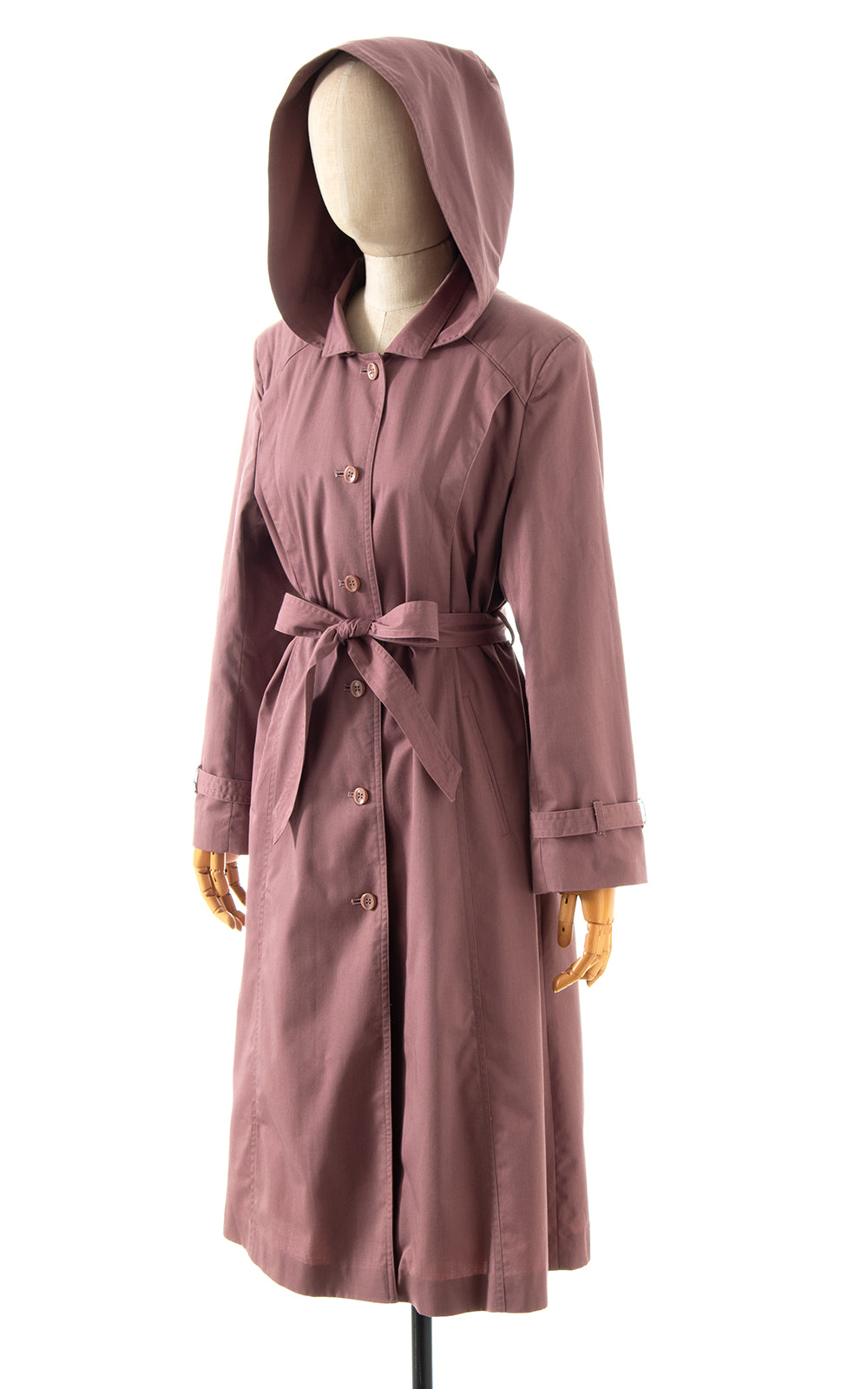 1980s Mauve Hooded Rain Trench Coat | medium/large