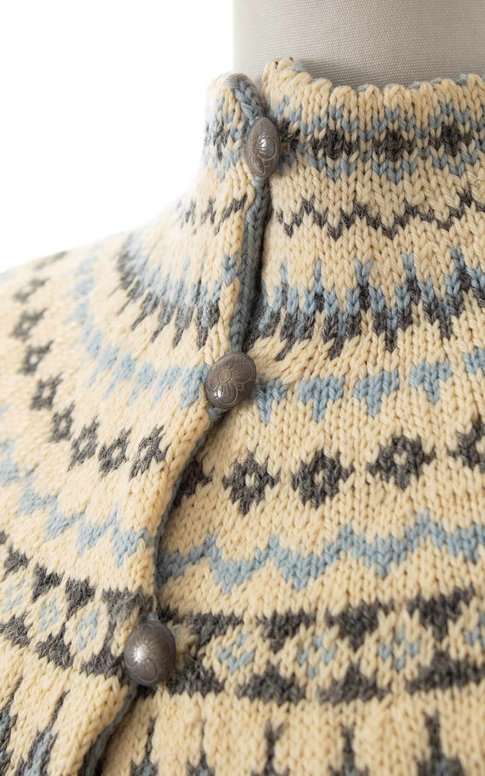 1940s 1950s Fair Isle Knit Wool Cardigan | small/medium