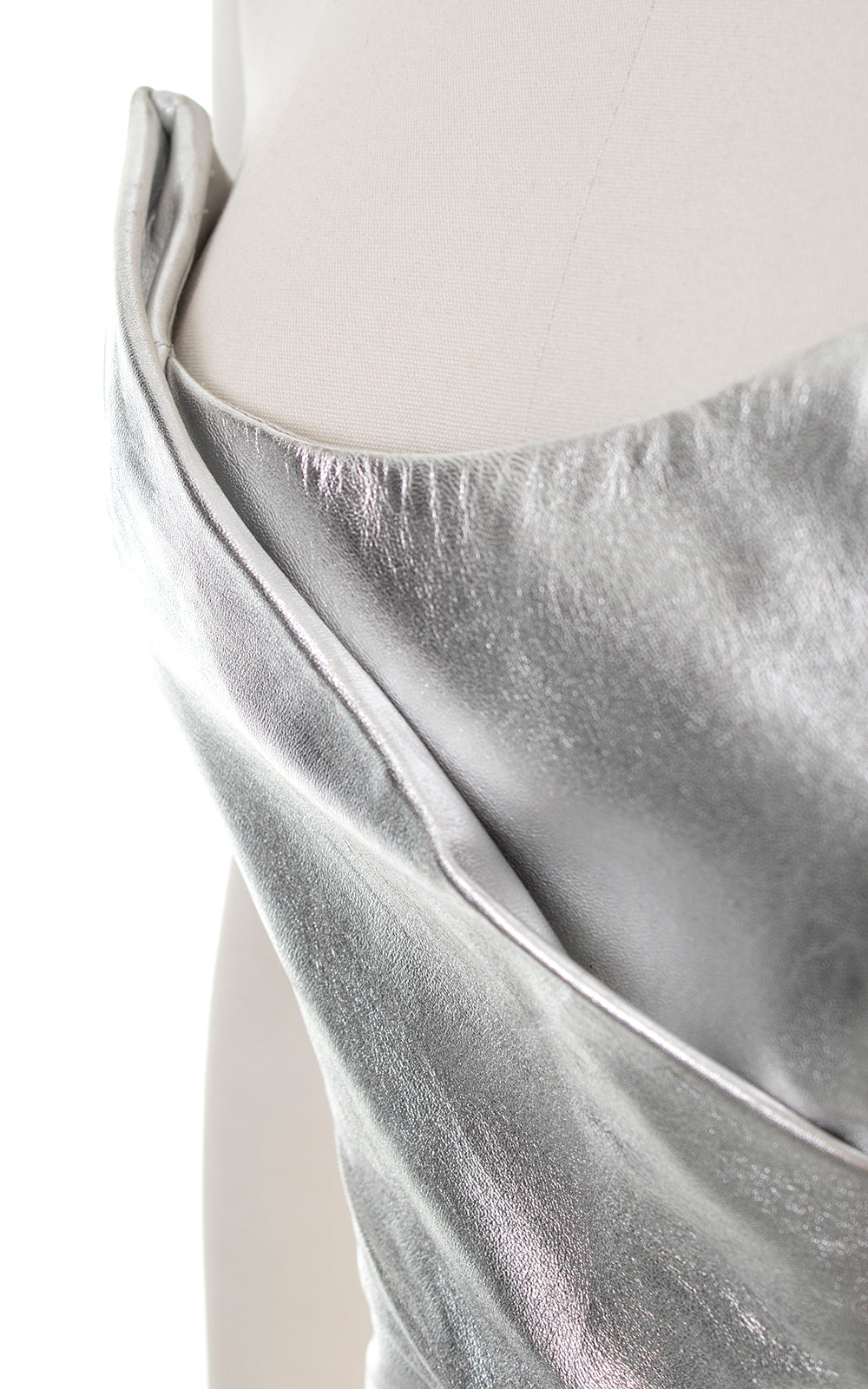 1980s Metallic Silver Leatherette Sculpted Top | small/medium
