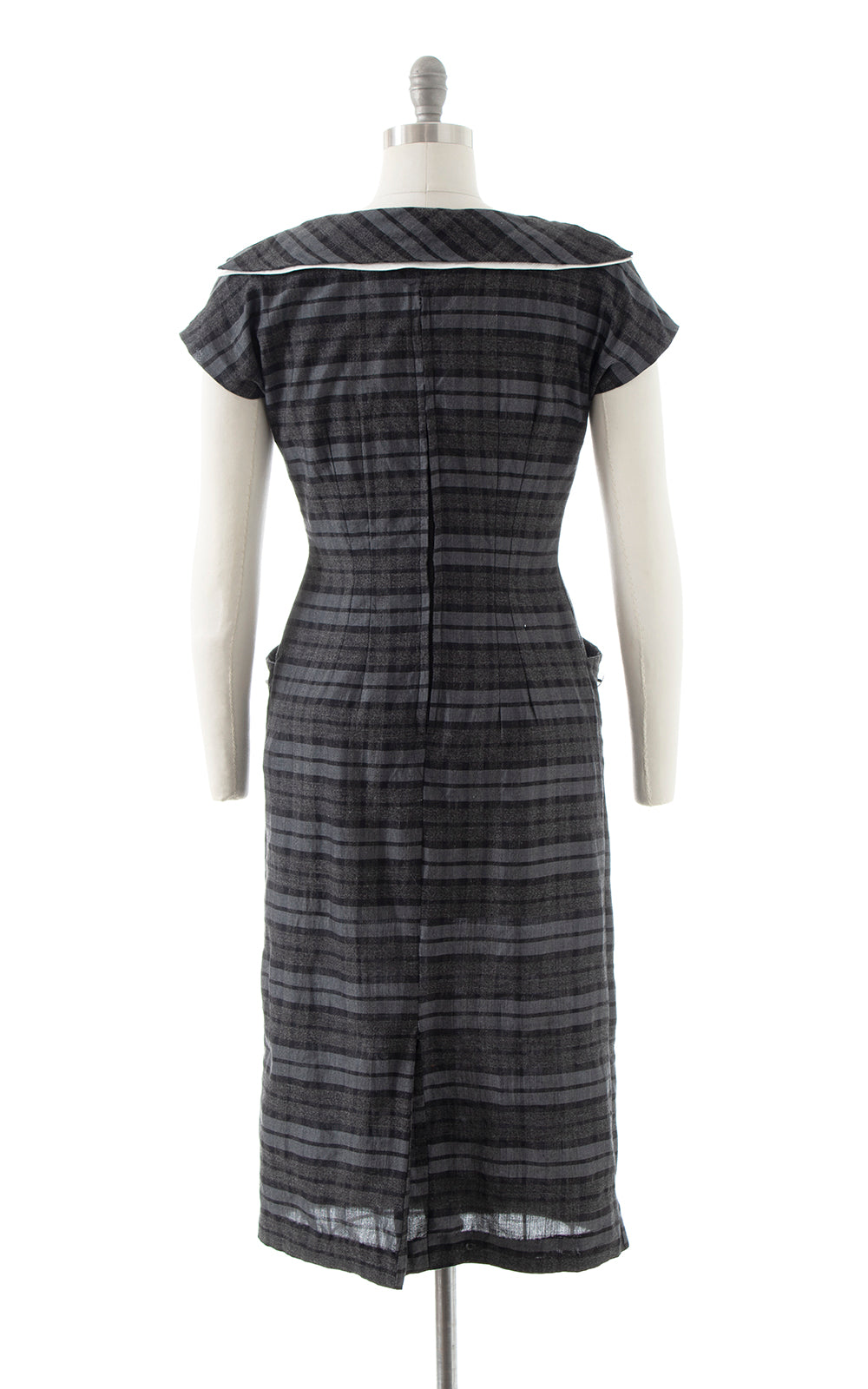 1950s Grey Plaid Wiggle Dress | small/medium