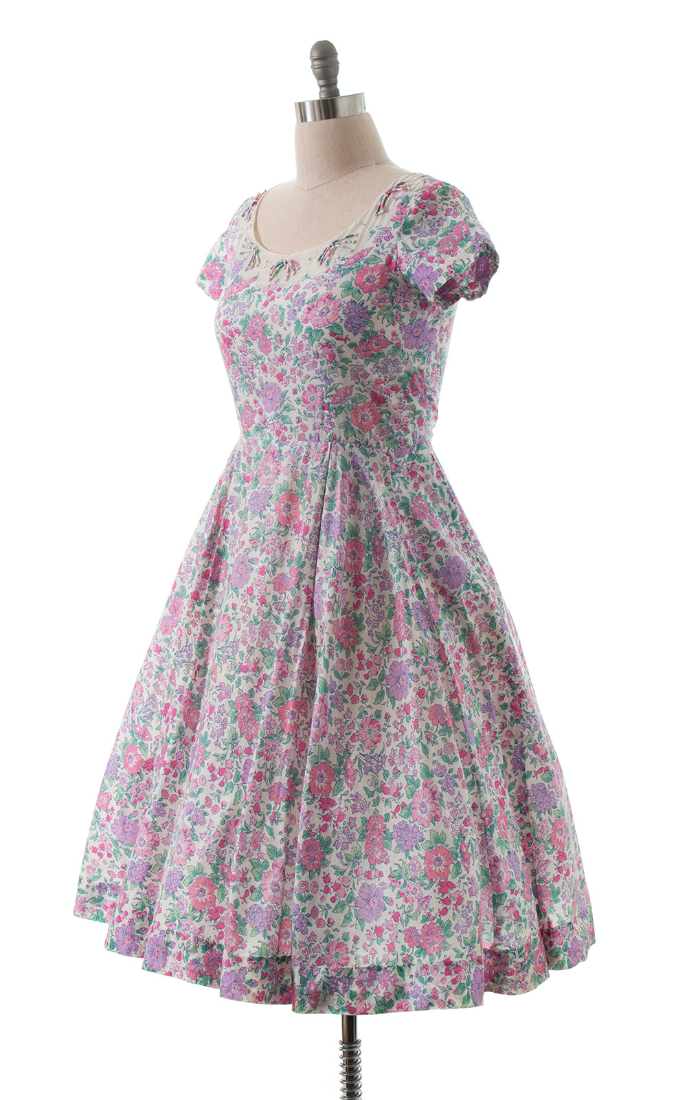 1950s LIBERTY OF LONDON Floral Dress with Pockets | large Birthday Life Vintage 1950s LIBERTY OF LONDON Floral Dress with Pockets | large Birthday Life Vintage