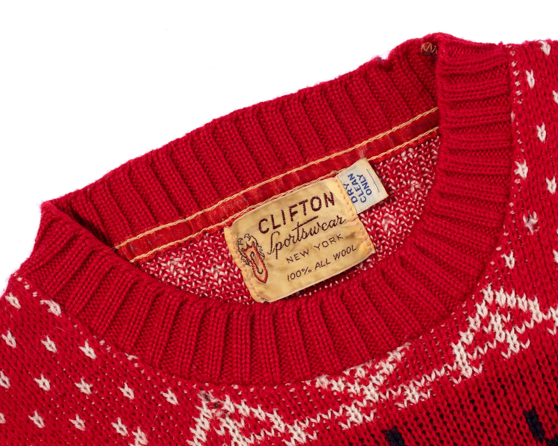 Vintage 40s 1940s Reindeer Knit Wool Holiday Christmas Red Sweater Birthday Life Vintage