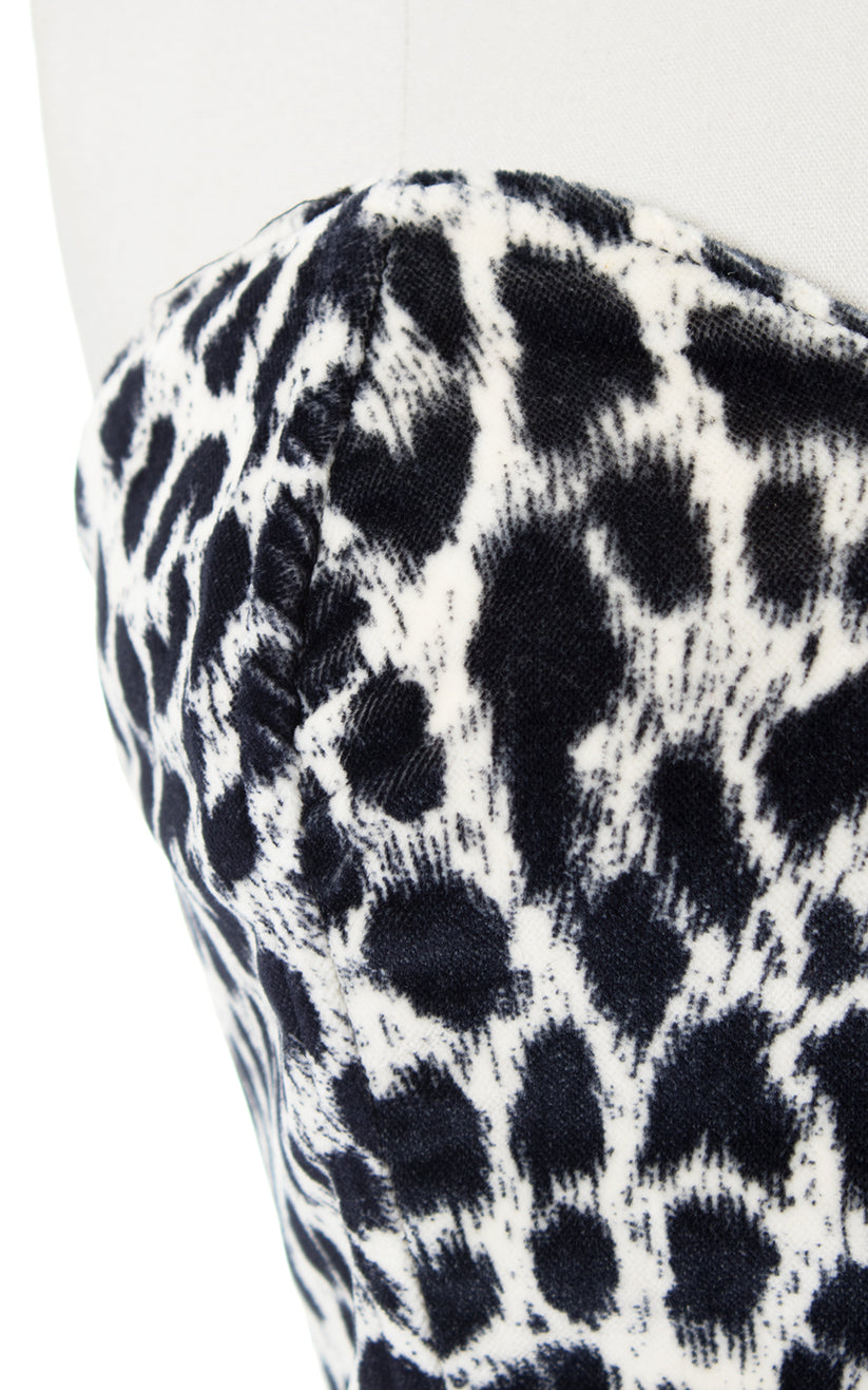 1990s Leopard Print Velvet Bustier | medium – Birthday Life Vintage