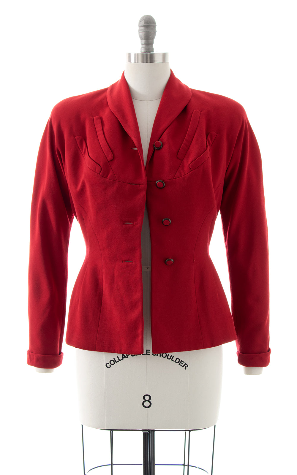 1940s Red Wool Gabardine Blazer | small