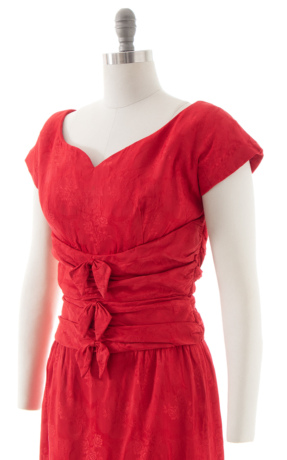 1950s Floral Satin Jacquard Wiggle Dress BirthdayLifeVintage