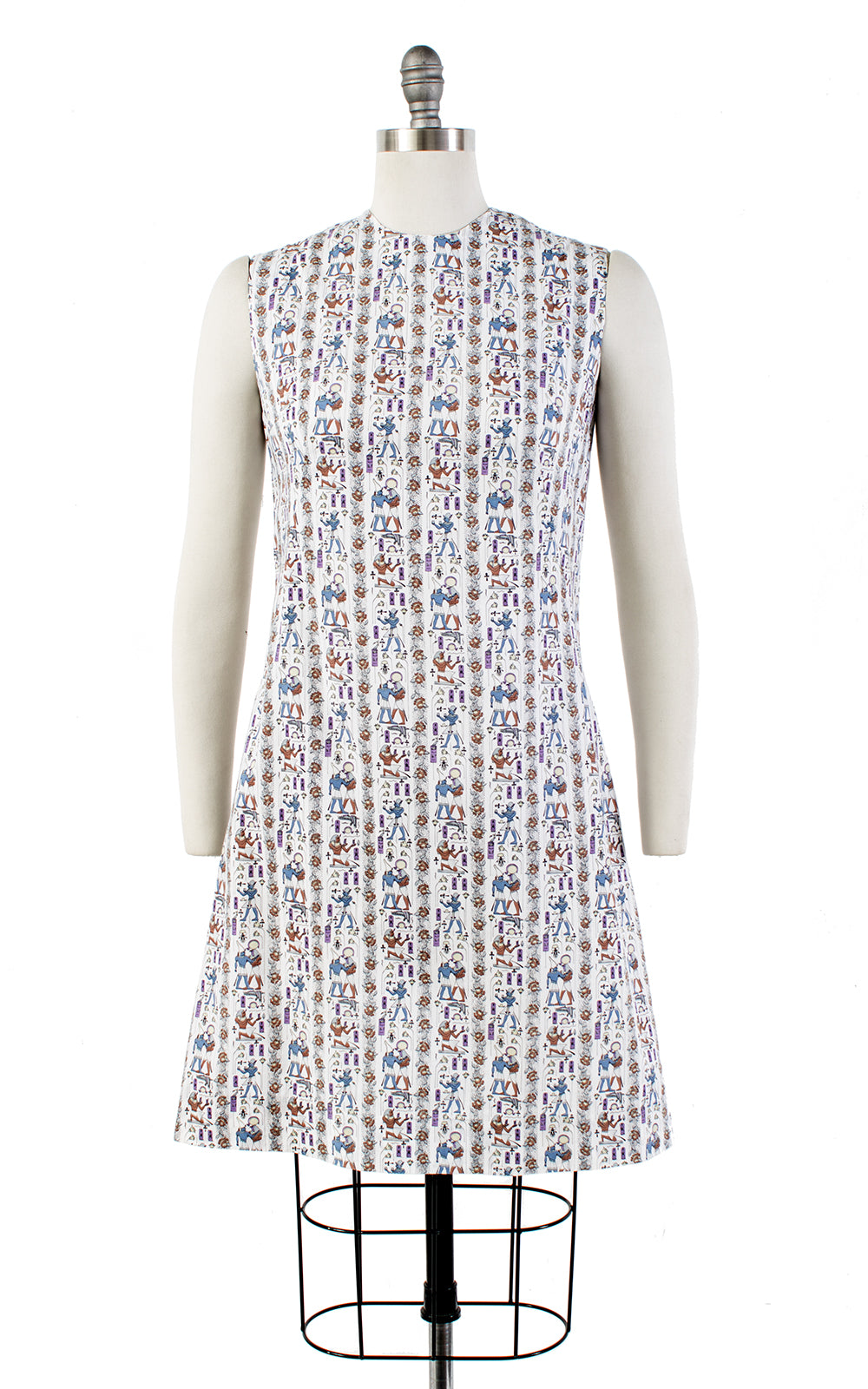 💐 SPRING CLEAROUT 💐 1960s Egyptian Novelty Print Cotton Shift Sundress | small