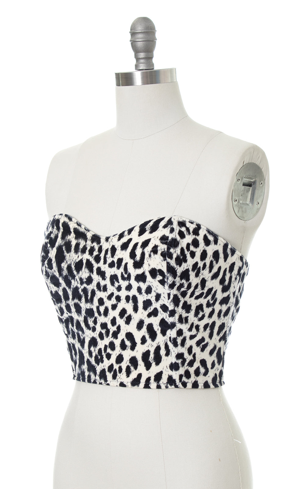 1990s Leopard Print Velvet Bustier | medium – Birthday Life Vintage