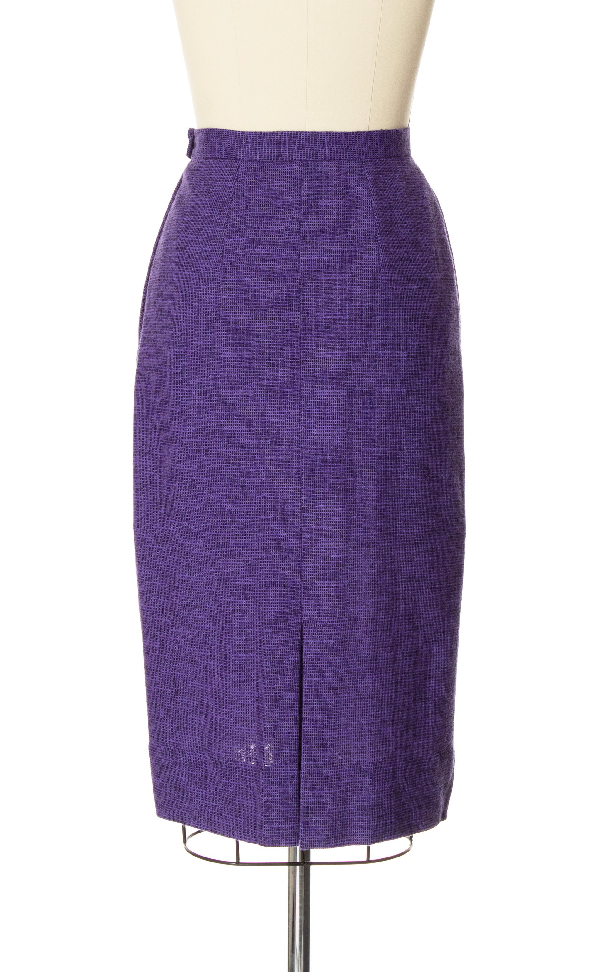 Vintage 50s 1950s Purple Wool Pencil Skirt BirthdayLifeVintage