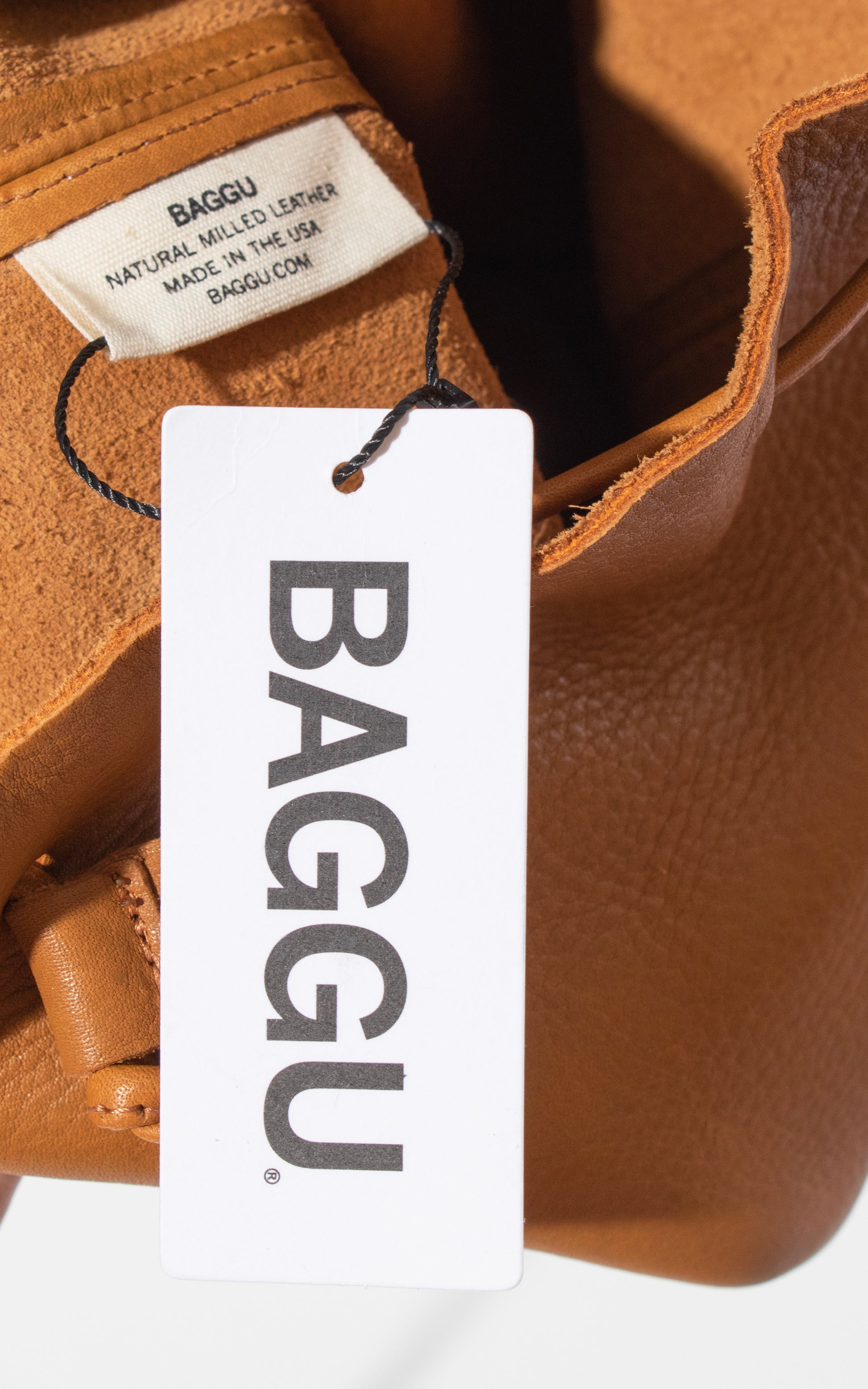 BAGGU Deadstock Brown Leather Bucket Purse Cross Body Bag BirthdayLifeVintage