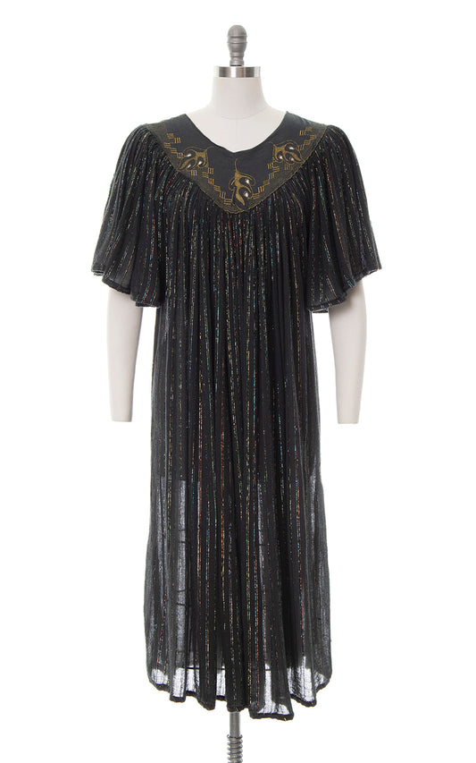 1970s 1980s Rainbow Metallic Cotton Gauze Dress | small/medium/large/x-large