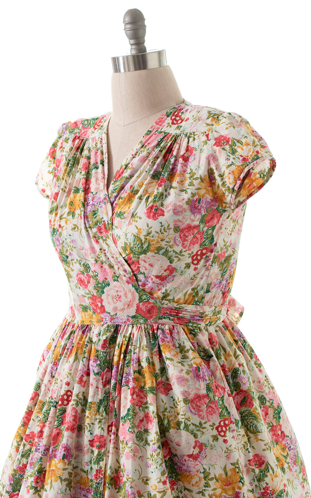 1980s Floral Wrap Dress with Pockets | medium/large