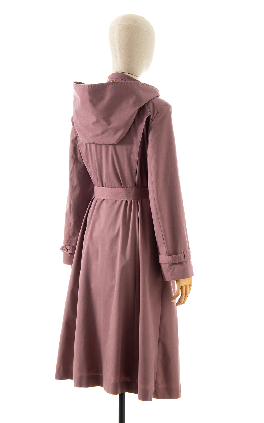 1980s Mauve Hooded Rain Trench Coat | medium/large