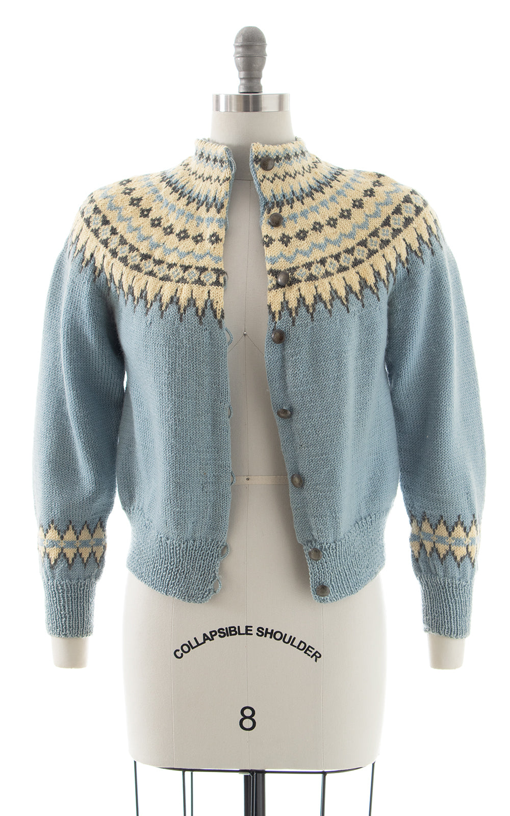 1940s 1950s Fair Isle Knit Wool Cardigan | small/medium