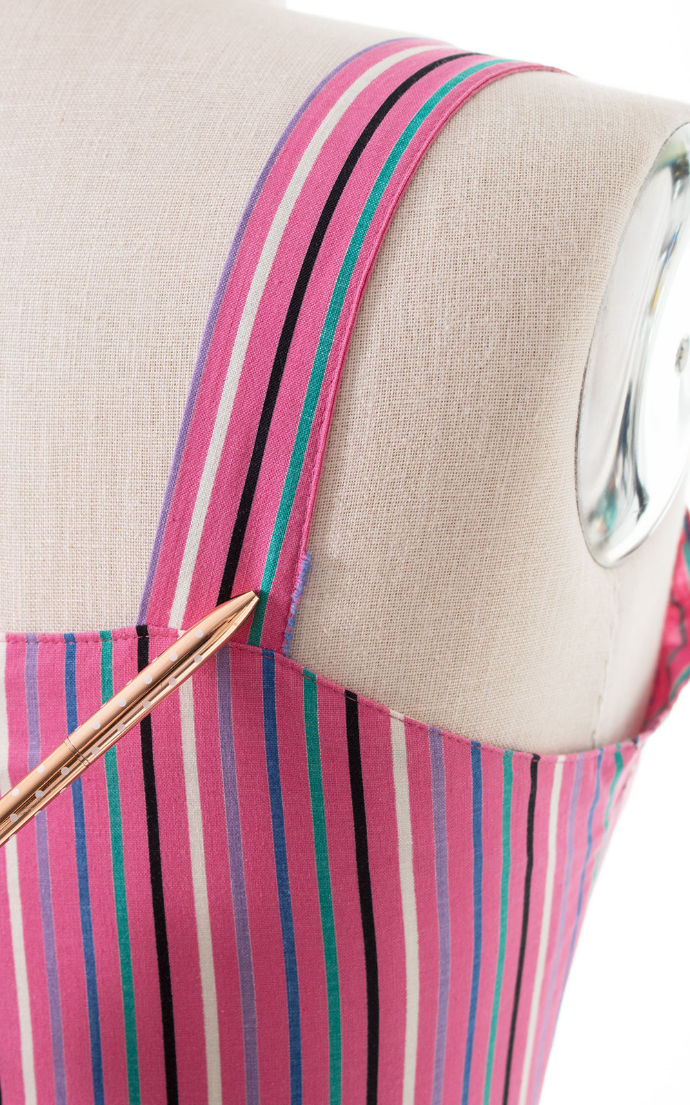 1970s Pink Striped Tiered Cotton Sundress